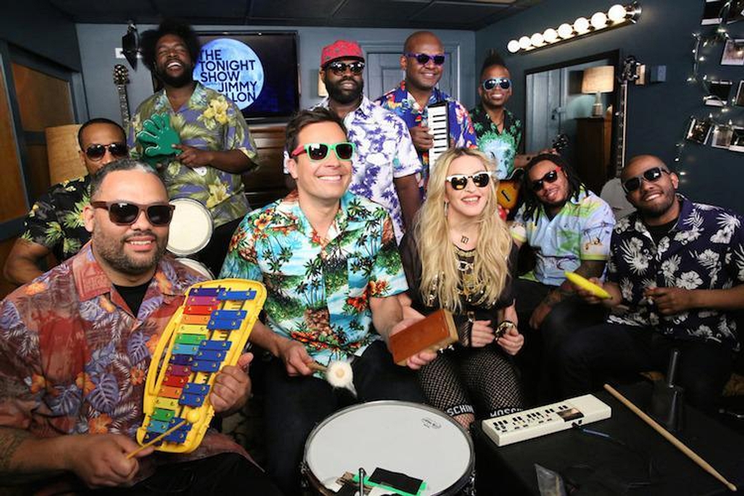 Madonna and The Roots perform 'Holiday' on Jimmy Fallon with toy instruments
