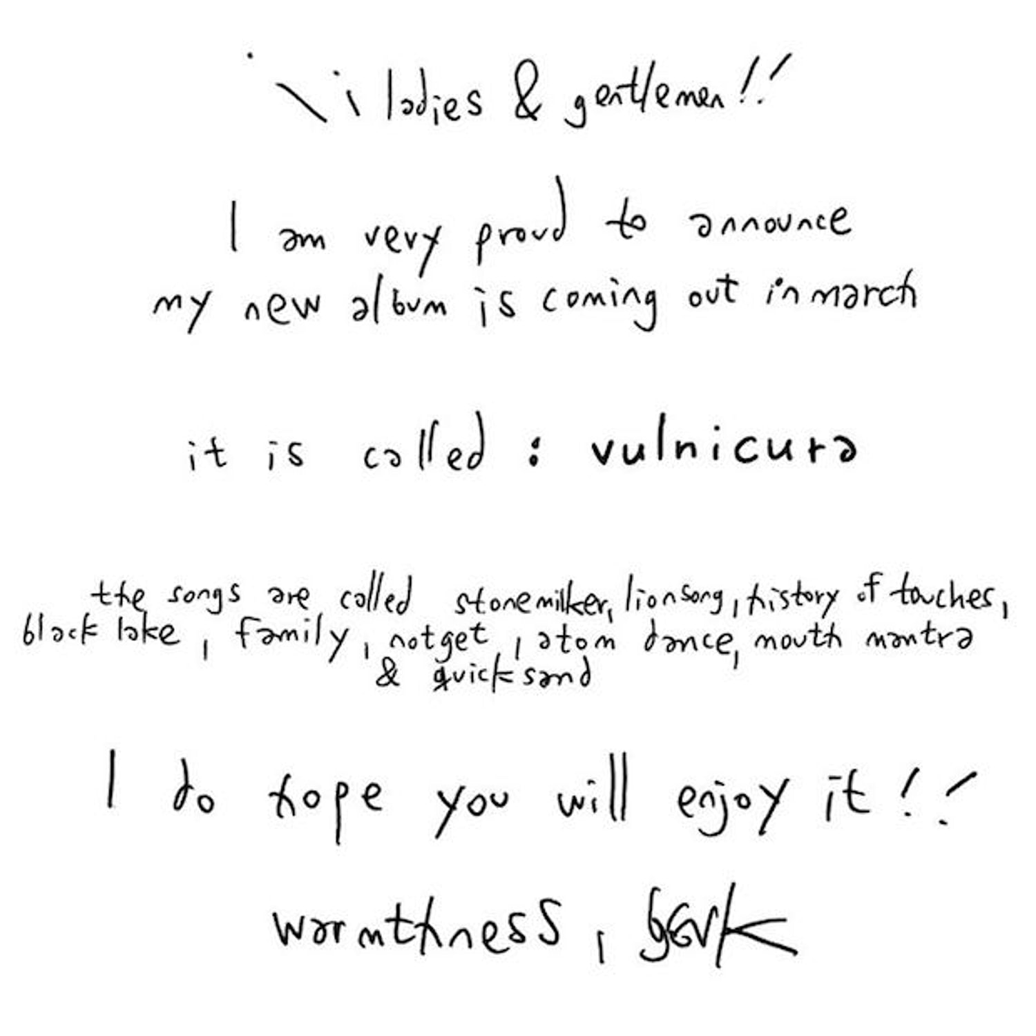 Bjork announces new album, ‘Vulnicura’