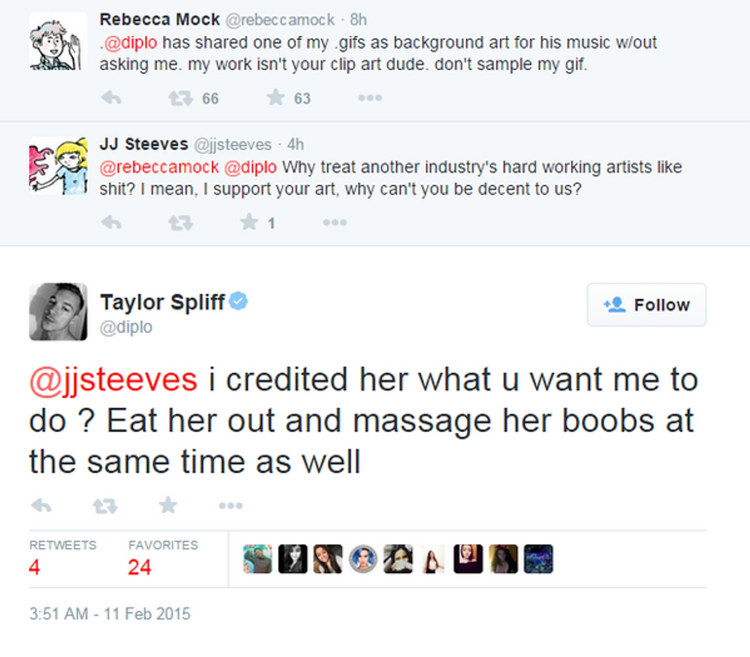 Diplo uses artwork without permission, responds with sexist tweets