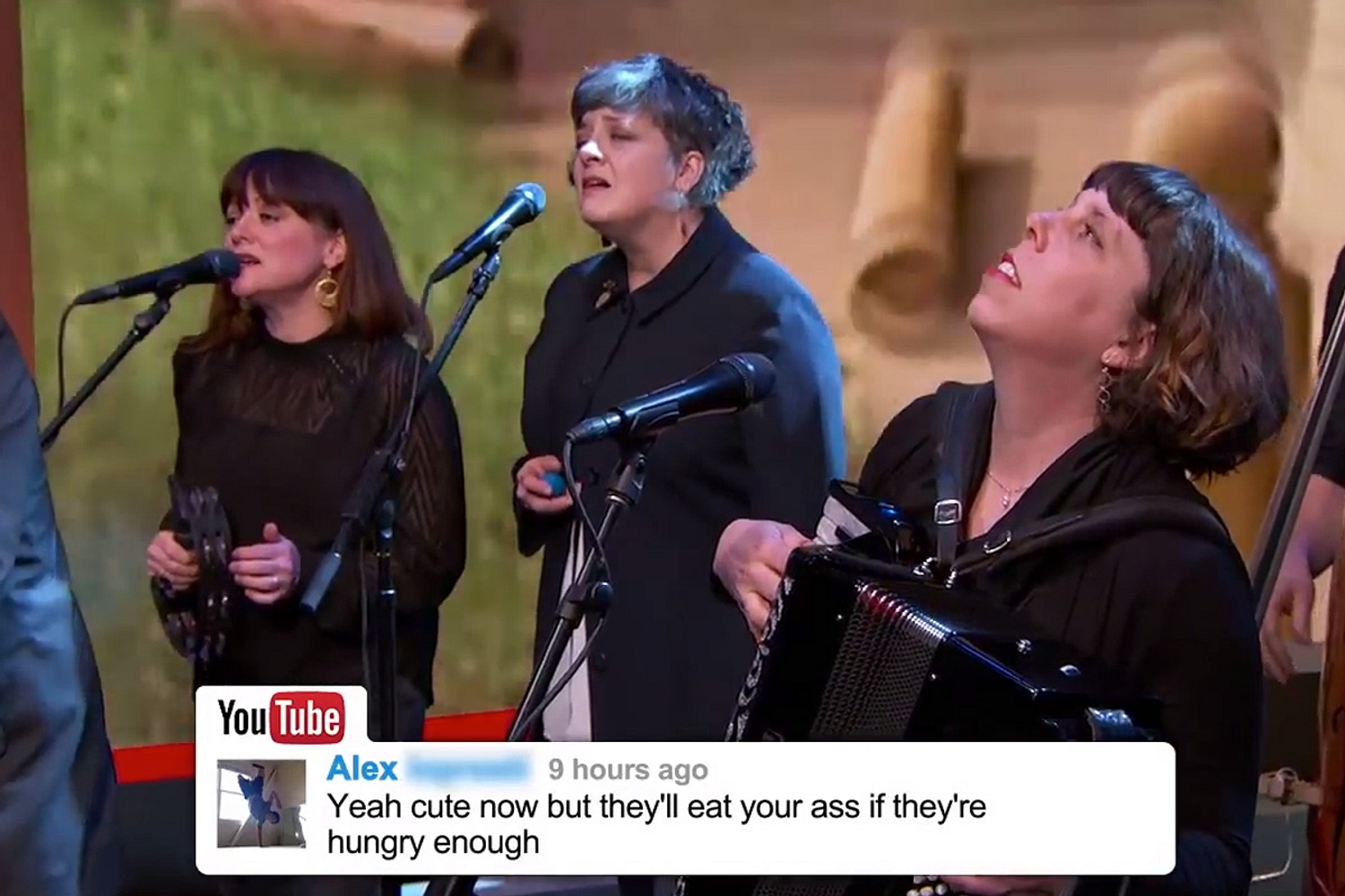Watch The Decemberists embrace Youtube haters by singing their comments on Kimmel