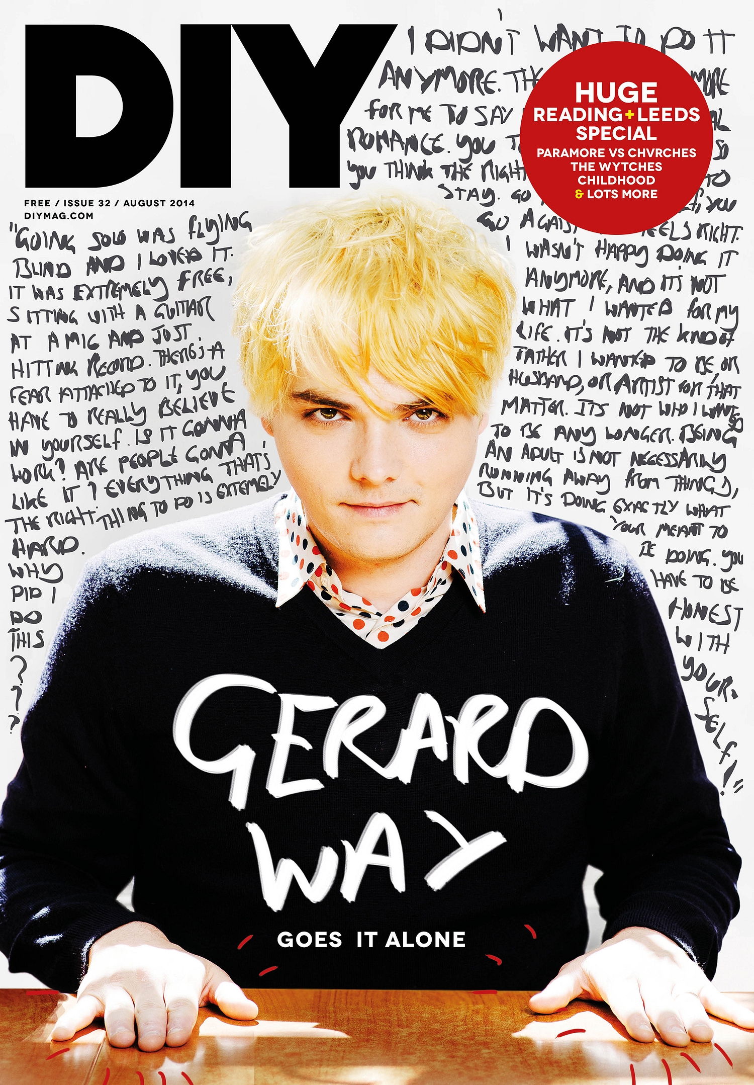 Gerard Way: DIY's August 2014 cover star revealed • News • DIY Magazine, image size:1500x2157