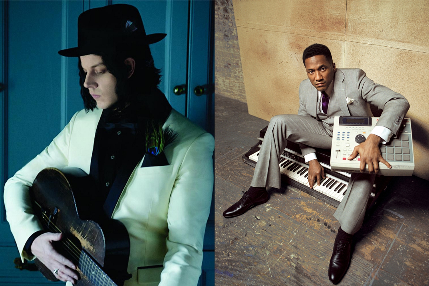 Jack White performs with Q-Tip on stage in New York
