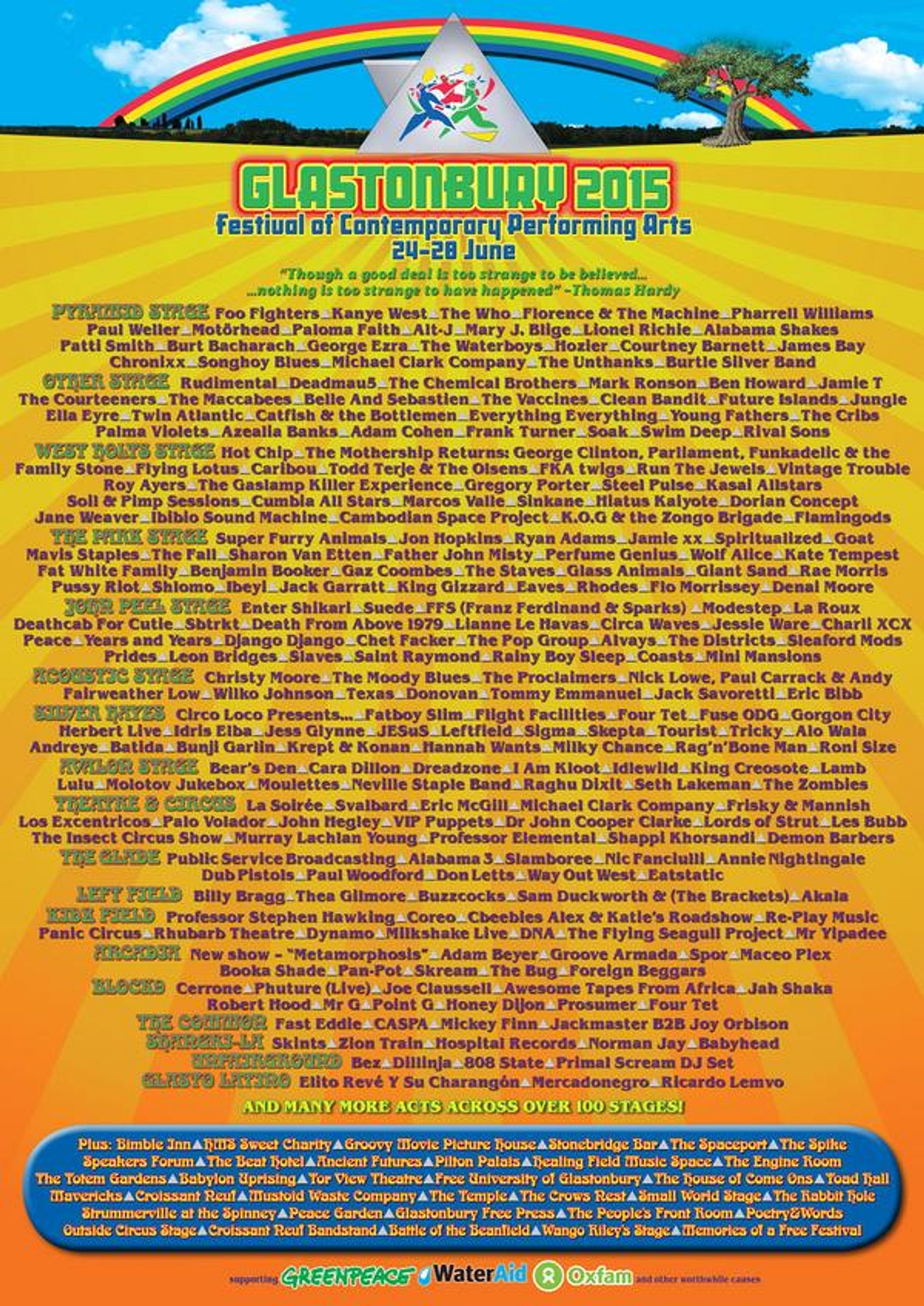 Glastonbury announces full 2015 line-up and day splits