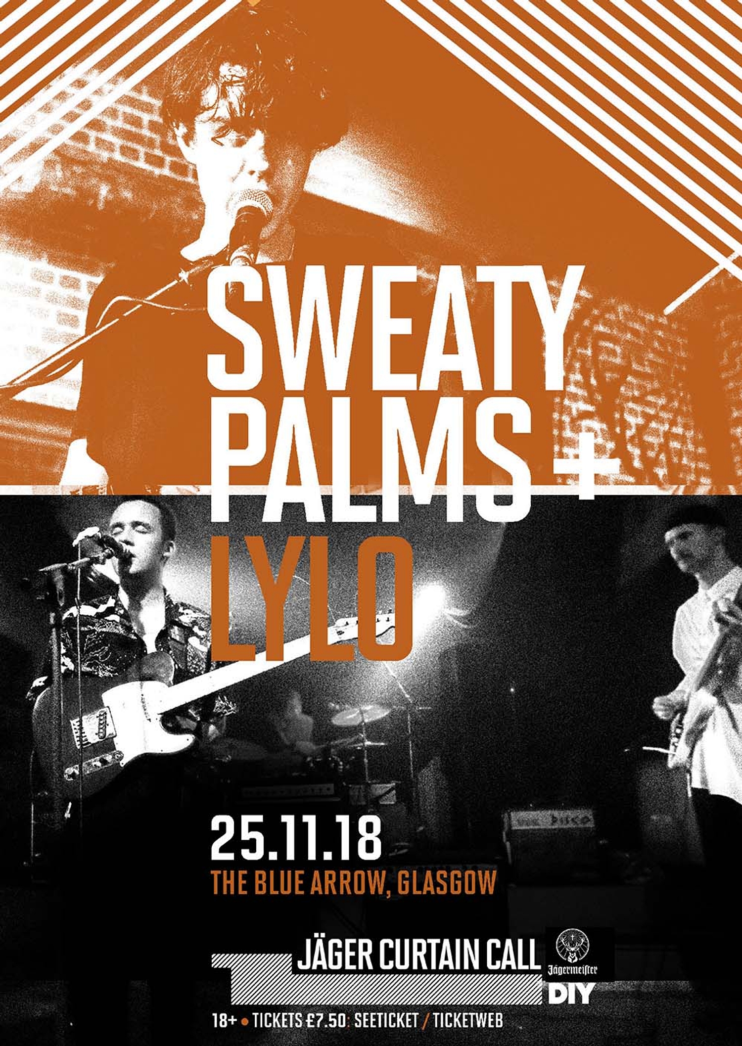 Sweaty Palms and Lylo to play Glasgow's Blue Arrow for Jäger Curtain Call 2018