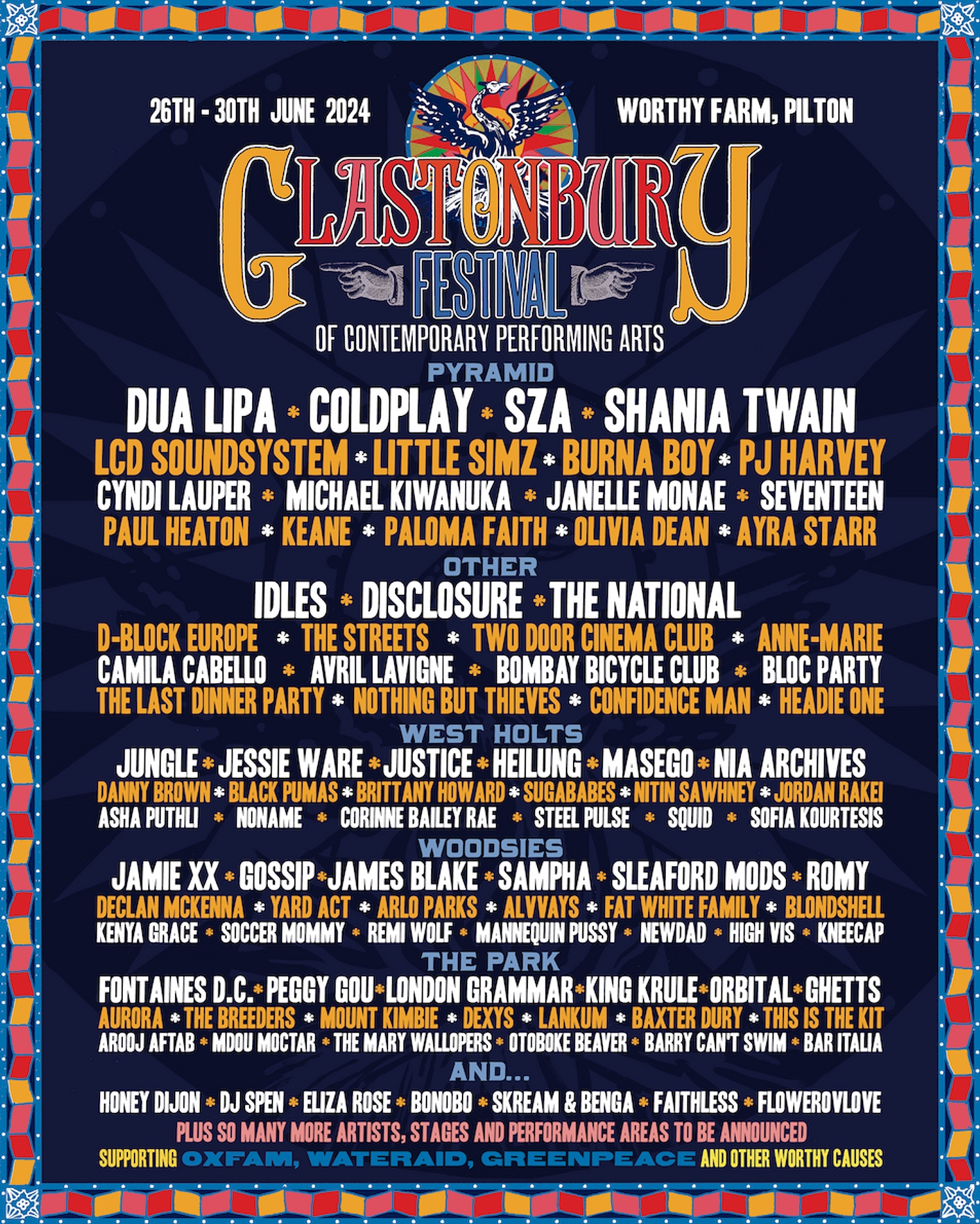 Glastonbury Festival confirm Dua Lipa, Coldplay, and SZA as 2024 headliners