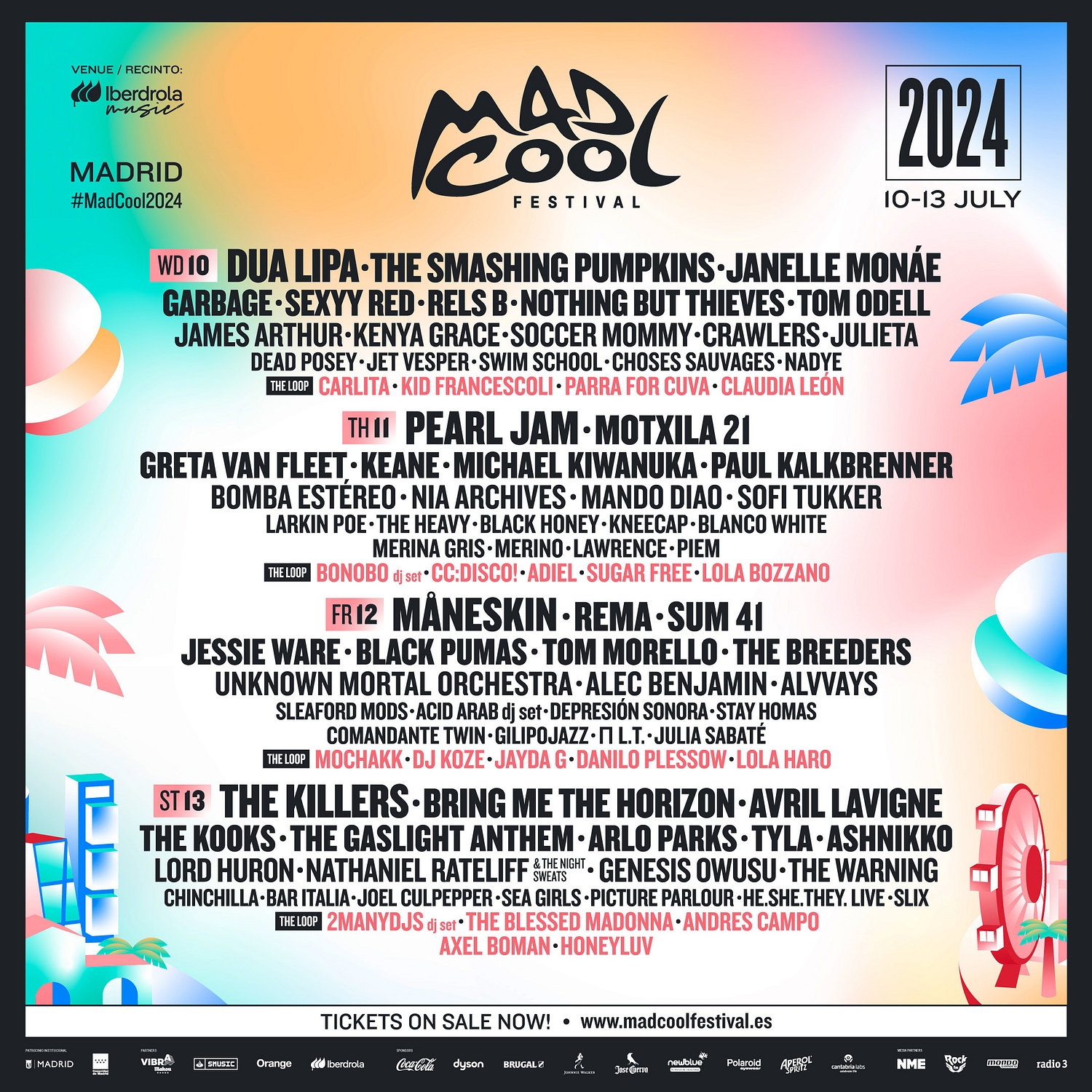 The Killers, Maneskin, Nia Archives and more complete lineup for Mad Cool Festival 2024