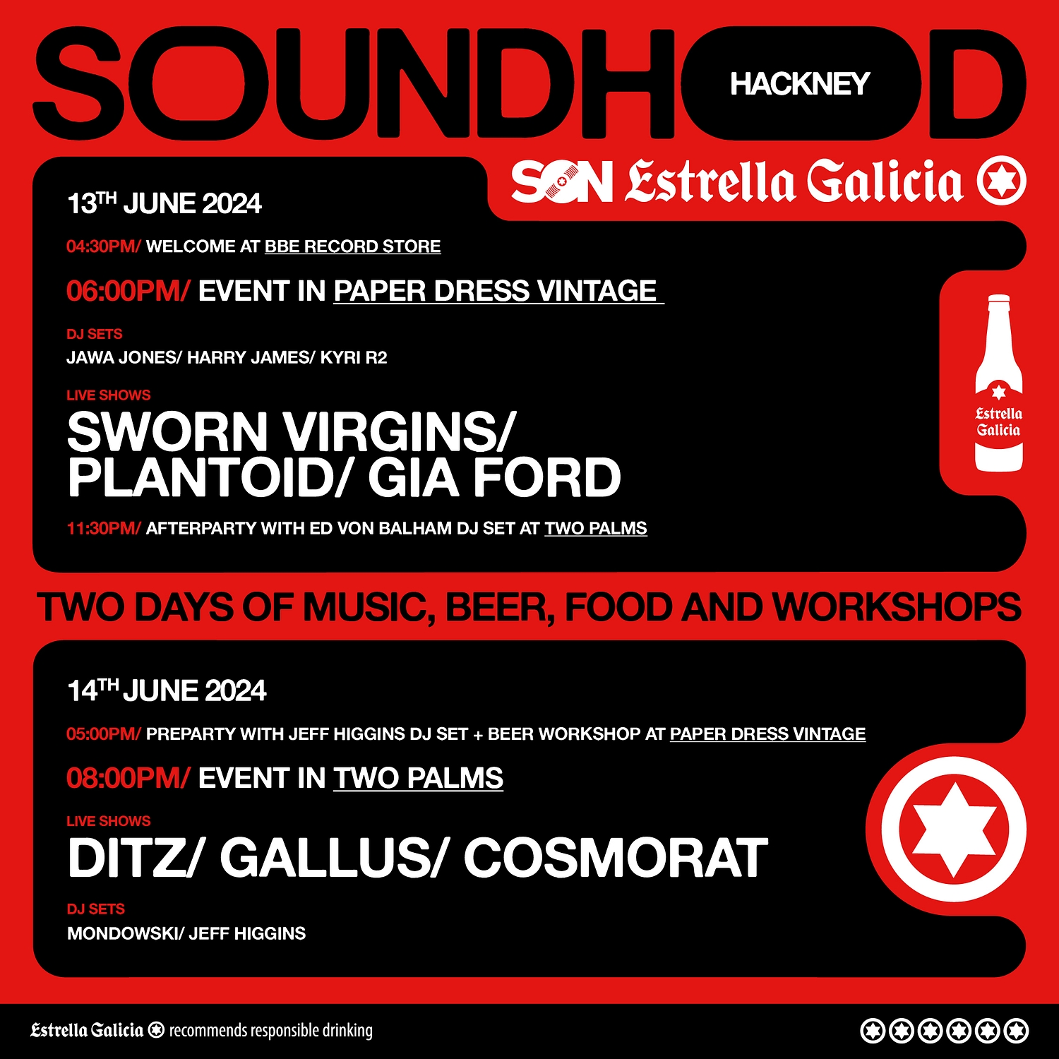 Cosmorat, Gia Ford and more to play SON Estrella Galicia's 'Soundhood Hackney' two day festival