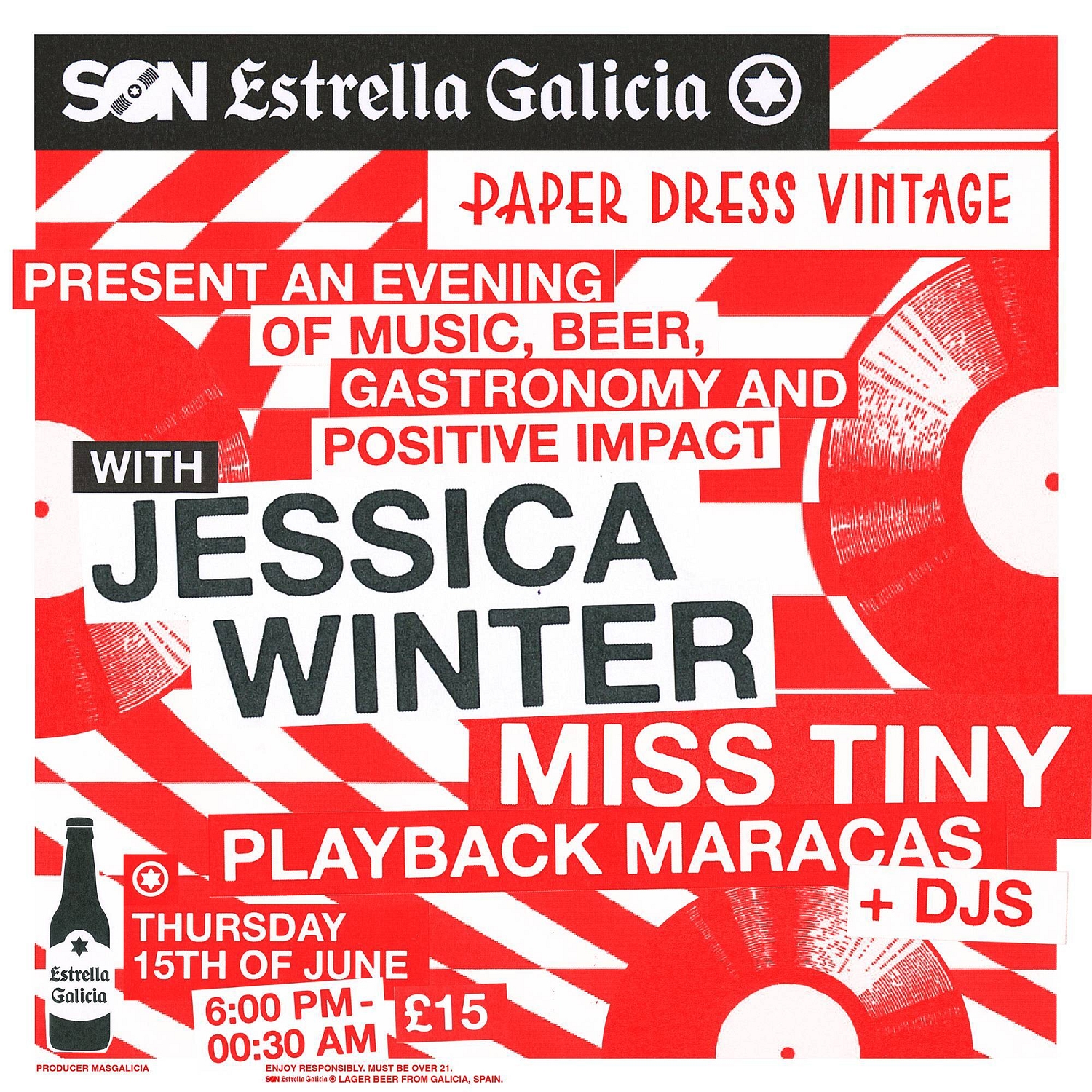 Jessica Winter, Miss Tiny and more to play third SON Estrella Galicia event in London